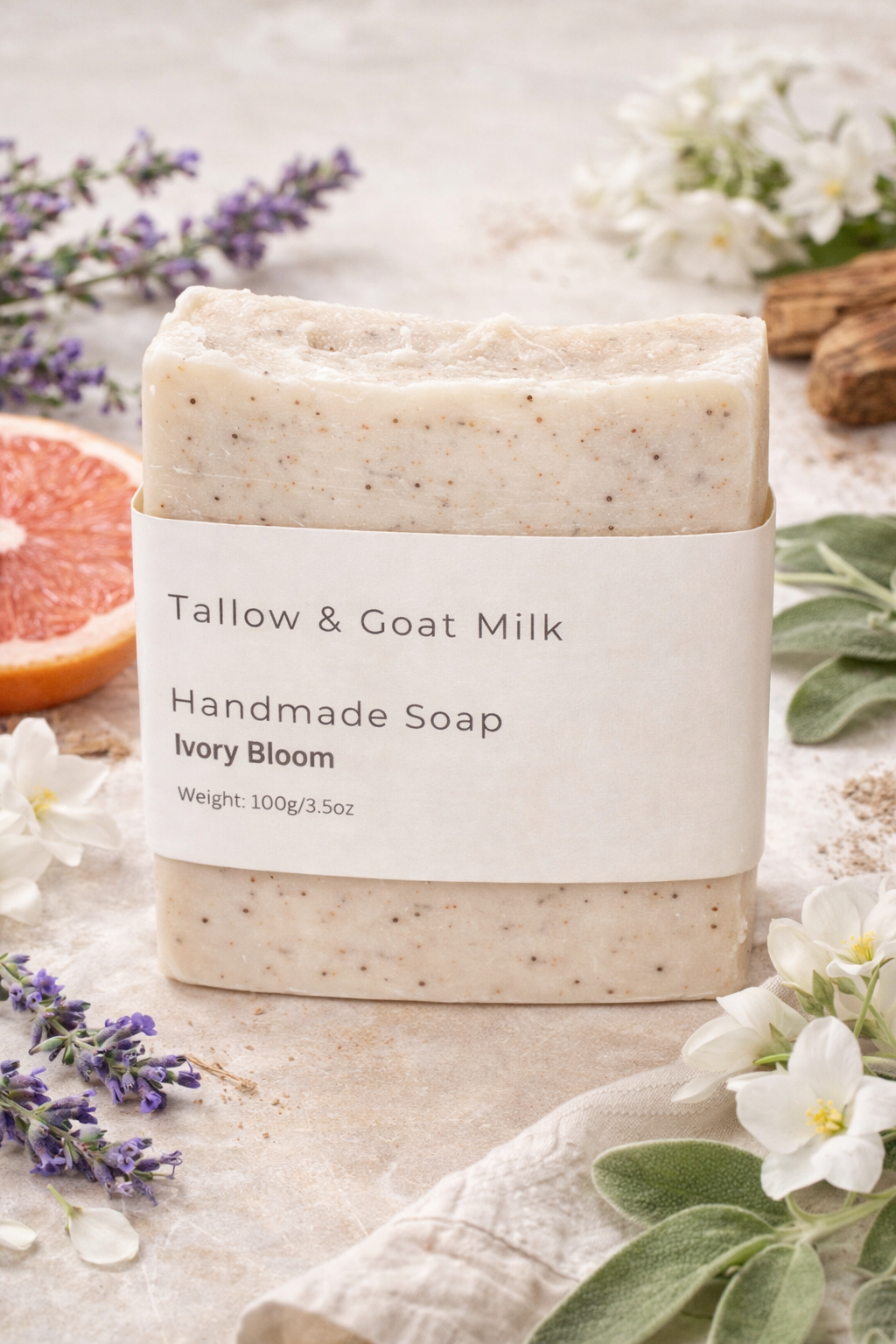 Ivory Bloom – Tallow & Goat Milk Soap